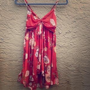 Free People Red Floral Mini Slipdress/tunic top S
